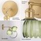 Vintage Battery Operated Wall Sconce with Green Tulip Glass Lampshade Rechargeable Battery Powered Wall Light with Remote Control for Bedside Bedroom Doorway, Set of 2
